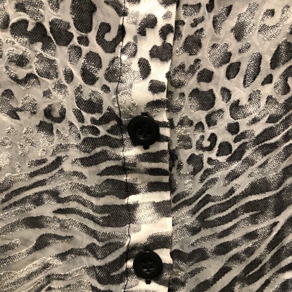 Bon Worth, Black White, Animal Print, Button Up Sheer Top pM - Picture 3 of 5